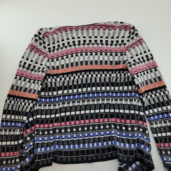 NIC + ZOE Sweater Womens S Multicolor Geometric Cotton Blend Knit Cardigan Open - Picture 2 of 11